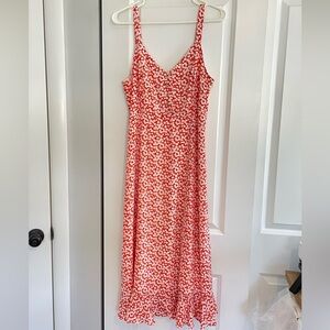 Lulu’s Darling Daisies Red Floral Print Midi Dress